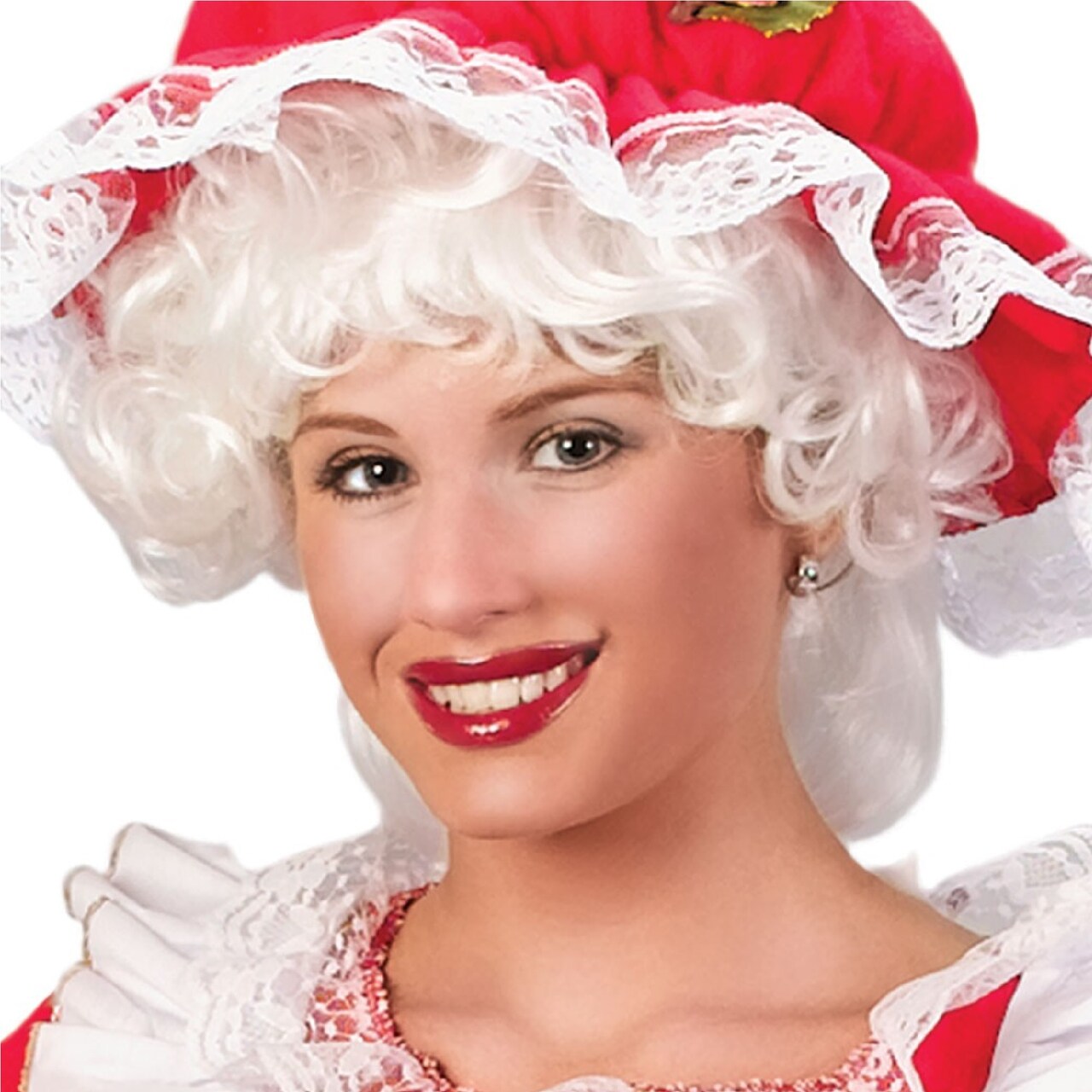 Fun World 8&#x22; Mrs. Santa Claus Curly Christmas Wig Women Costume Accessory - One Size